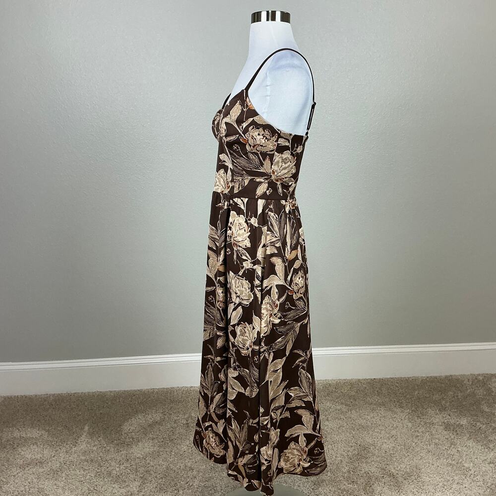 Dress the Population Women's Cocktail Dress Size XS Brown Floral A-Line Midi - Picture 6 of 12